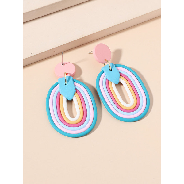 Earrings Cute Macaron Rainbow Acrylic