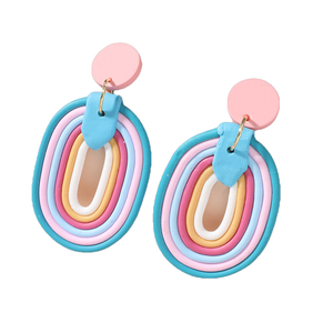 Earrings Cute Macaron Rainbow Acrylic