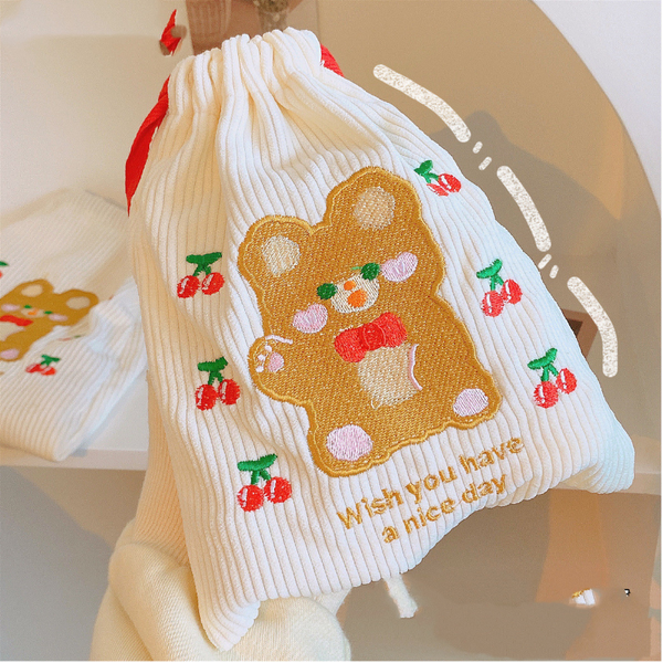 Drawstring Bags Cute Fabric Drawstring Teddy Storage Bags