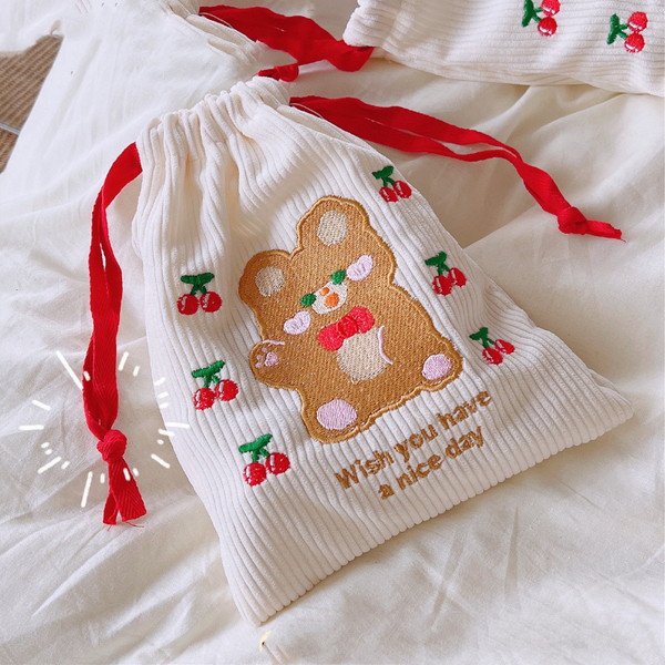 Drawstring Bags Cute Fabric Drawstring Teddy Storage Bags