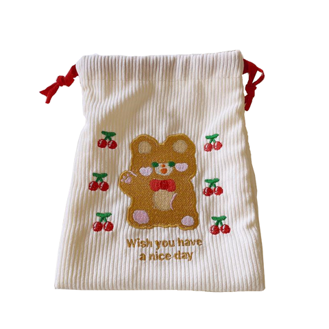 Drawstring Bags Cute Fabric Drawstring Teddy Storage Bags