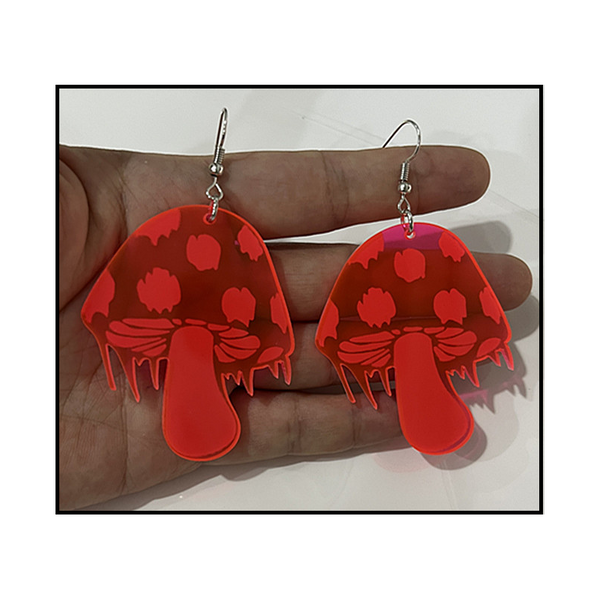 Dressing Tables Cute Unique Acrylic Fluorescent Small Mushroom Earrings Women