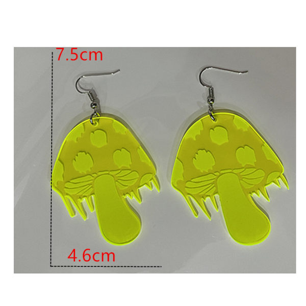 Dressing Tables Cute Unique Acrylic Fluorescent Small Mushroom Earrings Women