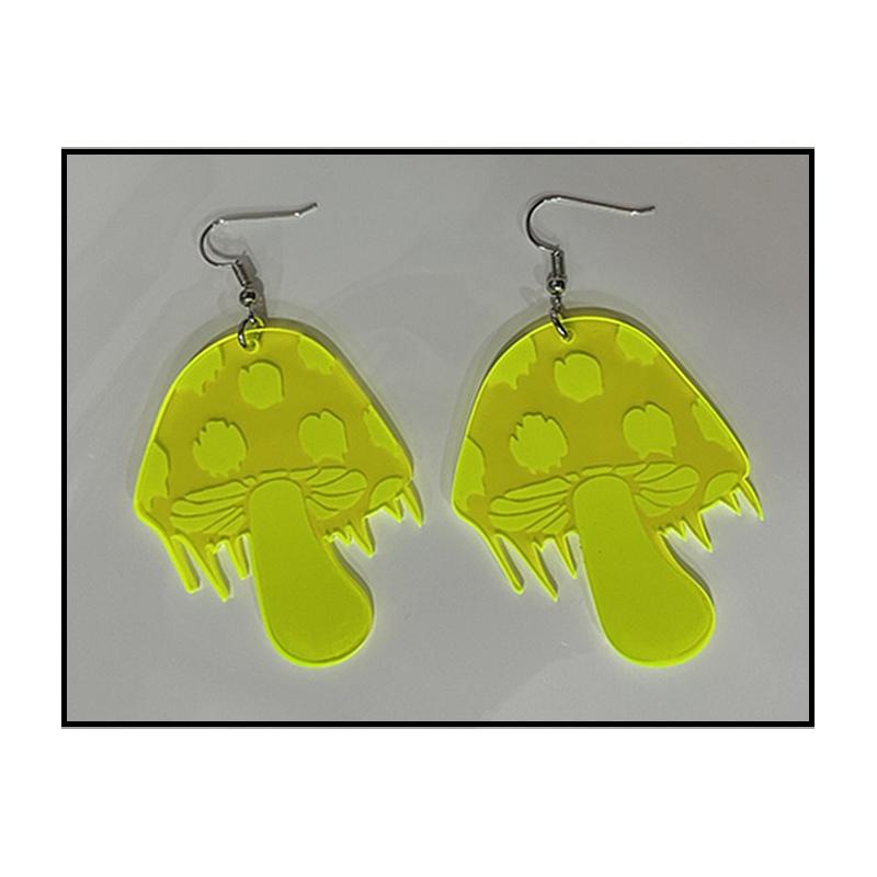 Dressing Tables Cute Unique Acrylic Fluorescent Small Mushroom Earrings Women