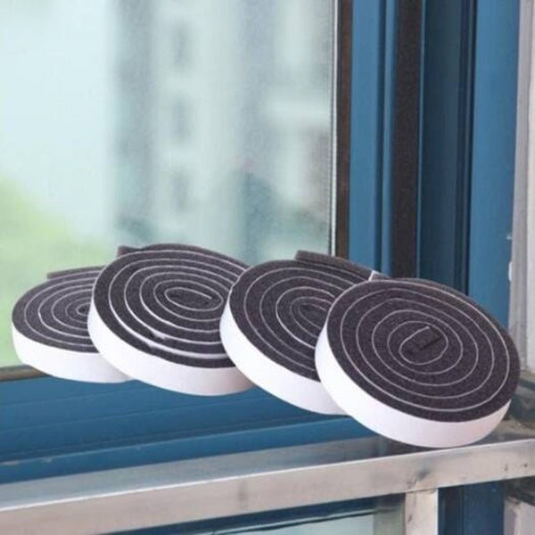 Other Door Hardware Cuttable 1.1M Multifunction Sealing Stripe Soundproof Windproof Dustproof Sponge Sticker 4Pcs Graphite Black