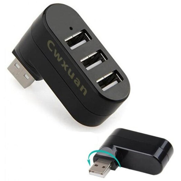 USB Cables, Hubs & Adapters 180 Degree Rotation 3 Port Usb 2.0 Hub 480Mbps Black