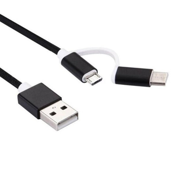 2 In 1 Usb 3.1 Type / Micro To 2.0 Data Sync Charging Cable Black