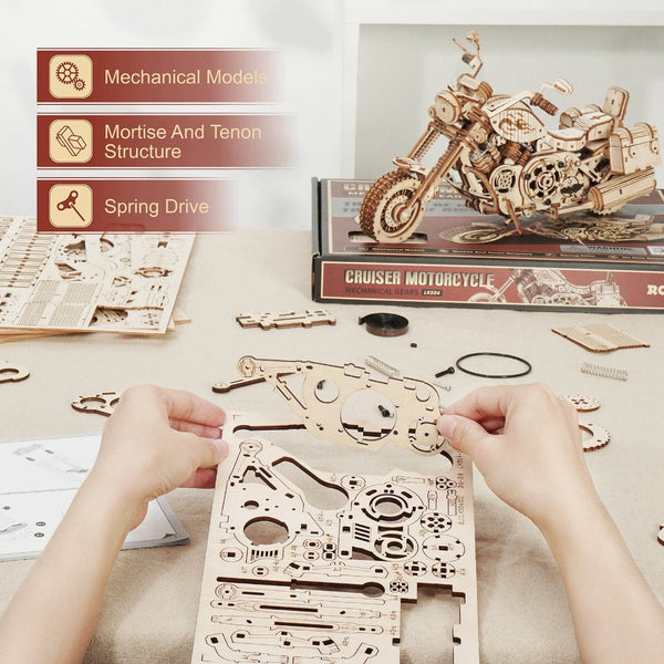 Puzzles Robotime Rokr Cruiser Motorcycle Diy Wooden Model Lk504