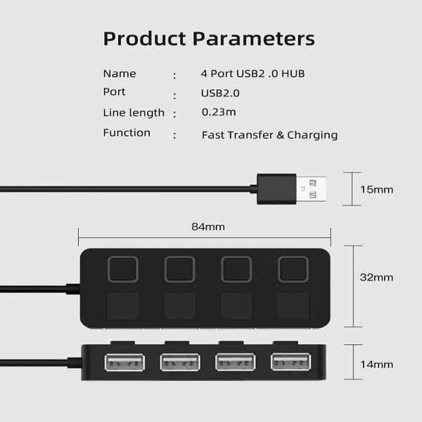 USB Cables, Hubs & Adapters Usb 4 Port Hub Multi Usb Splitter Extender