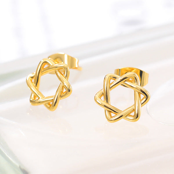 Stainless Steel Stud Earrings Fashion Jewelry Bohemian Hexagonal Star