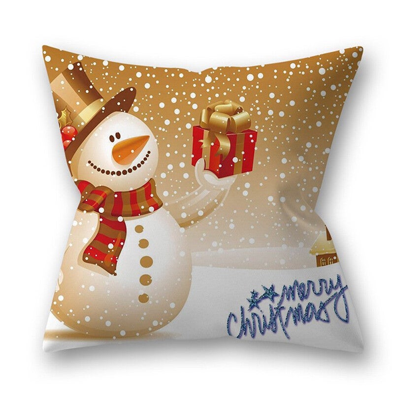 Cushions & Decorative Pillows 45X45cm Snowman Polyester Peach Skin Christmas Series Throw Pillow Cover