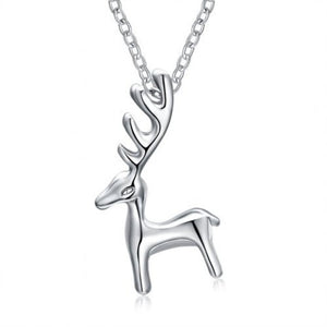 Necklaces & Pendants Deer Necklace With Platinum Plated For Christmas Silver