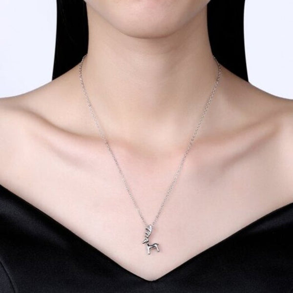 Necklaces & Pendants Deer Necklace With Platinum Plated For Christmas Silver