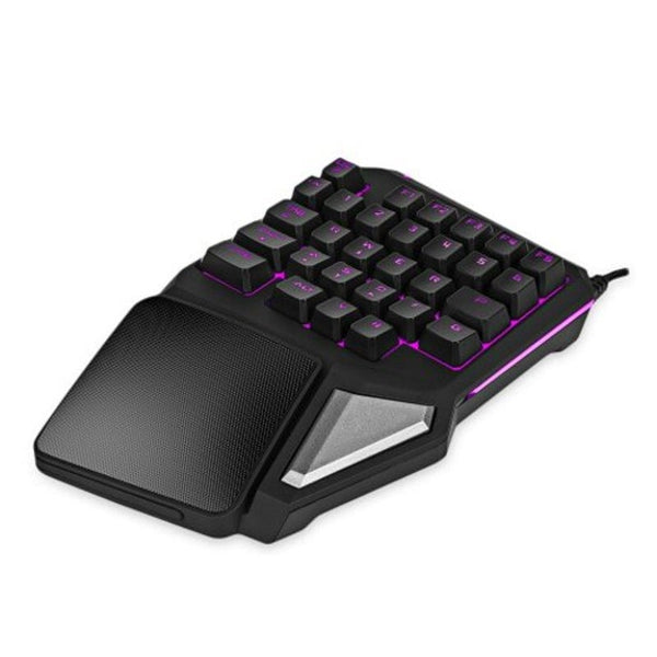 T9 Pro Wired Gaming Keypad 30 Keys One Handed Membrane Keyboard Black