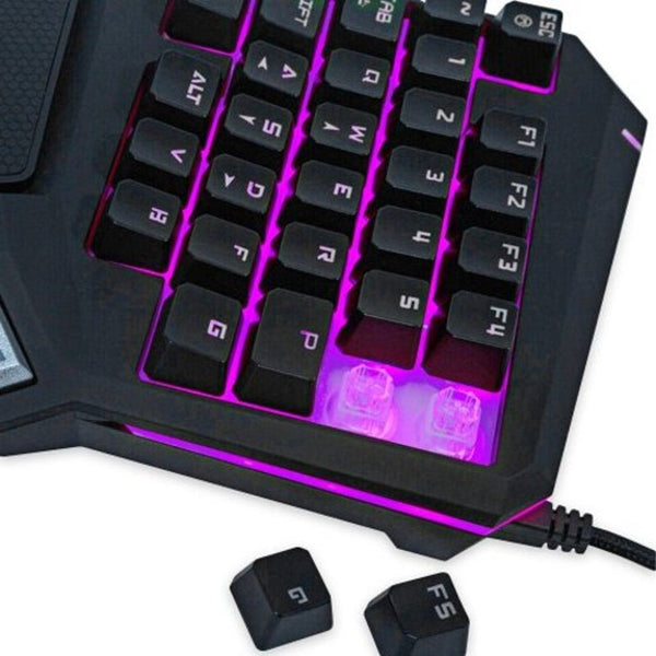 T9 Pro Wired Gaming Keypad 30 Keys One Handed Membrane Keyboard Black