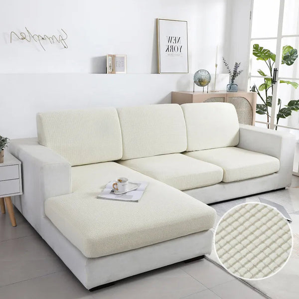 Slipcovers Sofa Cover White Polyester Thick Stretchable Cushion For Living Room