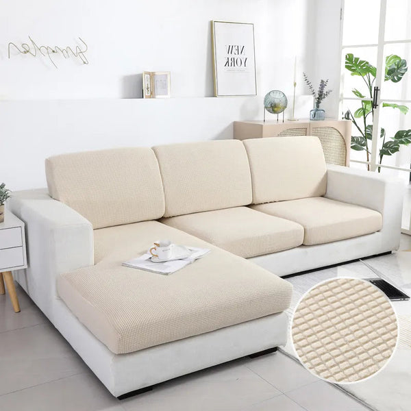 Slipcovers Sofa Cover Beige Polyester Thick Stretchable Cushion For Living Room