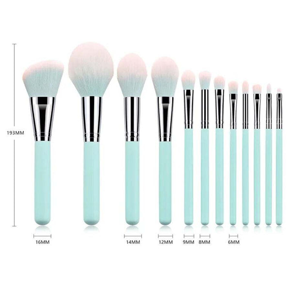 Brushes 12Pcs/Set Makeup Light Blue Beauty Cosmetics Foundation Blush Powder Concealer Eye