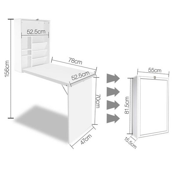 Home Office Desks Artiss Foldable Desk With Bookshelf White