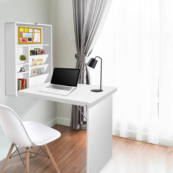 Home Office Desks Artiss Foldable Desk With Bookshelf White