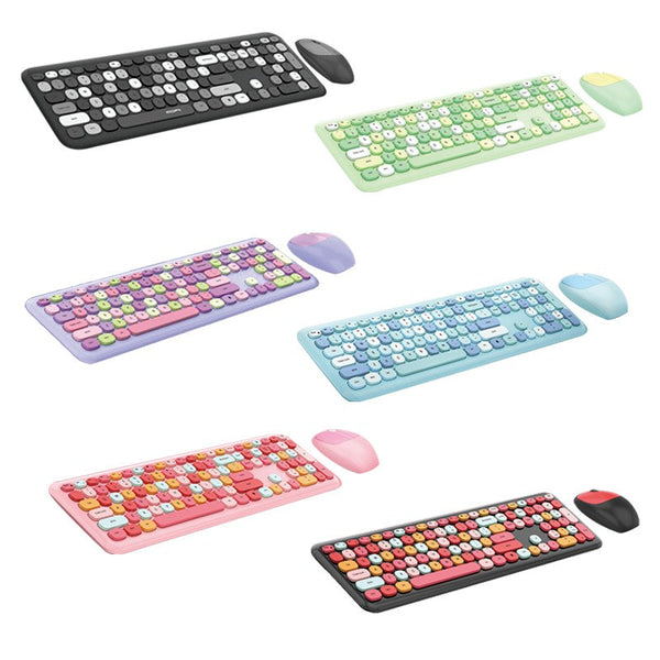 Keyboards & Keypads Bluetooth Keyboard And Mouse Combo Set Pink Retro Design Wireless Computer Accessories