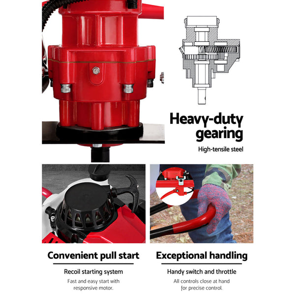 Post Hole Diggers & Augers Giantz 92Cc Post Hole Digger 200Mm Petrol Drill Extension Auger Bits