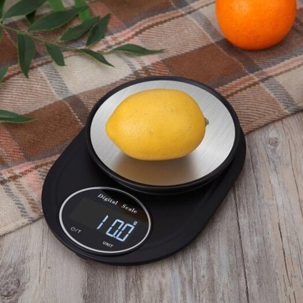 Digital Kitchen Scale Battery Portable Backlit Lcd Screen 5Kg / 1G Black