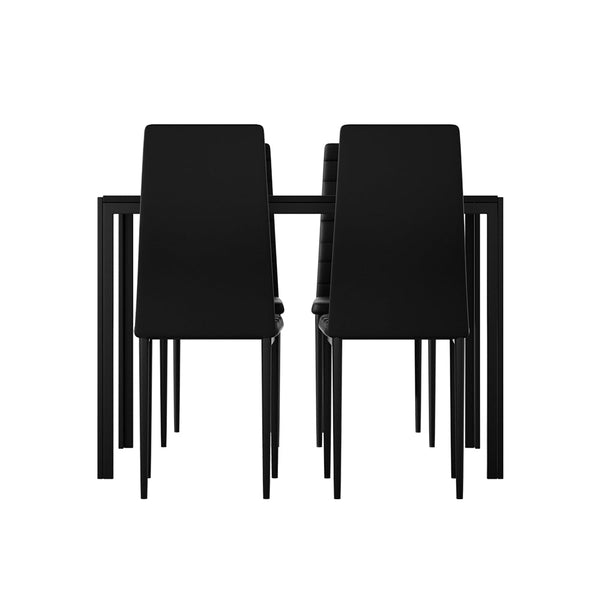 Dining Sets Artiss Dining Chairs And Table Set 4 Of 5 Wooden Top Black