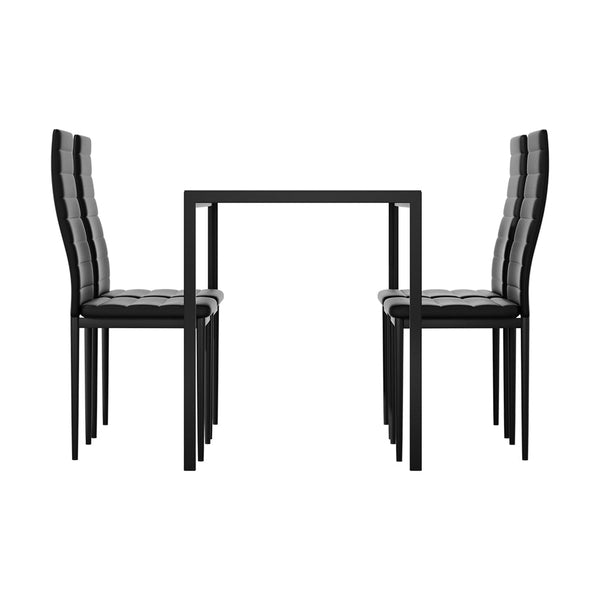 Dining Sets Artiss Dining Chairs And Table Set 4 Of 5 Wooden Top Black