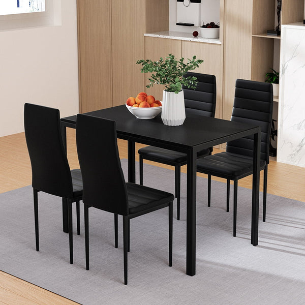 Dining Sets Artiss Dining Chairs And Table Set 4 Of 5 Wooden Top Black