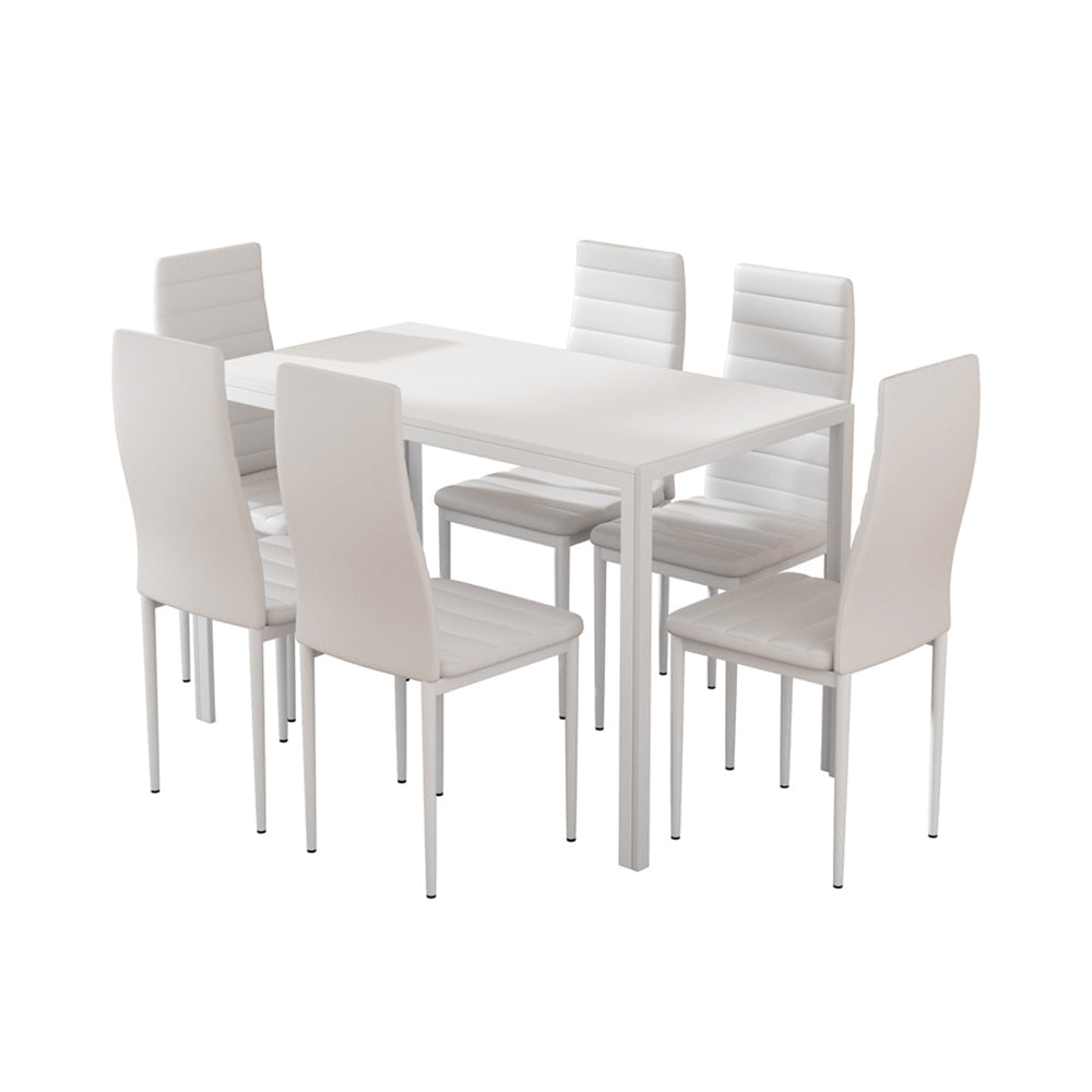 Dining Sets Artiss Dining Chairs And Table Set 6 Of 7 Wooden Top White