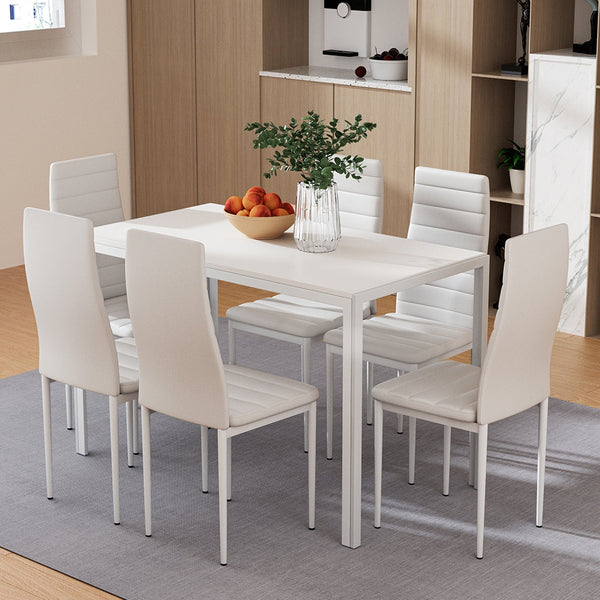 Dining Sets Artiss Dining Chairs And Table Set 6 Of 7 Wooden Top White