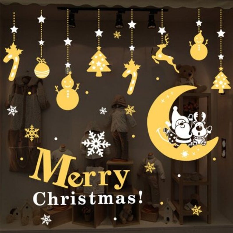 Seasonal Decorations Diy Merry Christmas Wall Stickers Window Glass Festival Decals Santa Murals H