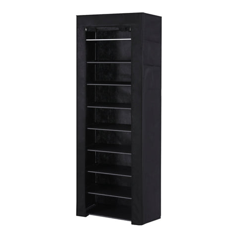 Shoe Racks Artiss Shoe Rack 10 Tier 27 Pairs Removable Cover Black