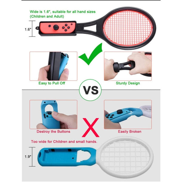 Controllers & Attachments Tennis Racket For Nintendo Switch Joy Con Controller Kingtop Twin Pack Game Mario Aces