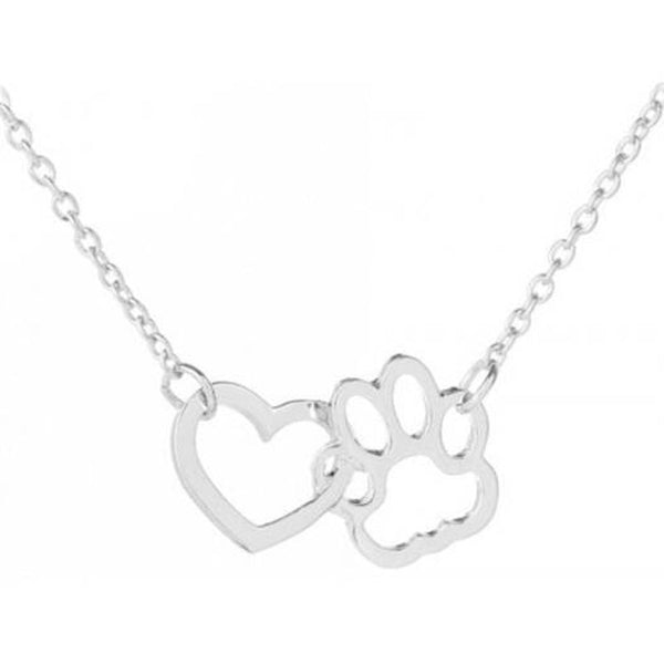 Hollow Dog Claw Heart Type Shaped Alloy Short Pendant Necklace Silver