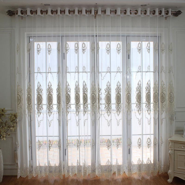 Curtains & Drapes 250 Centimetre White Flower Indoor Decorative Sheer Curtain For Home