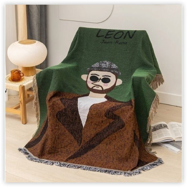 Throws & Afghans Throw Blanket Brown Faux Cashmere Sofa Cover Human Cartoons Tassel 130X180cm