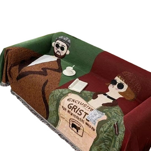 Blankets Throw Blanket Brown Faux Cashmere Sofa Cover Human Cartoons Tassel 180X340cm