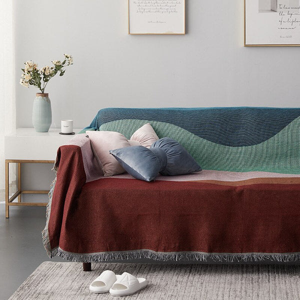 Throws & Afghans Throw Blanket Faux Cashmere Sofa Cover Abstract Rainbow Wave Pattern 130X180cm