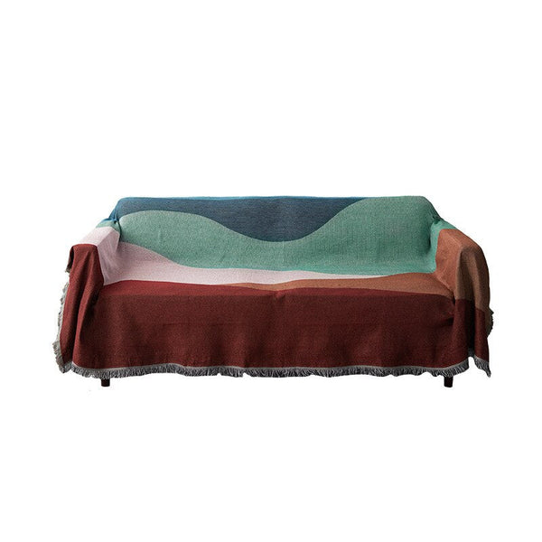 Throws & Afghans Throw Blanket Faux Cashmere Sofa Cover Abstract Rainbow Wave Pattern 130X180cm