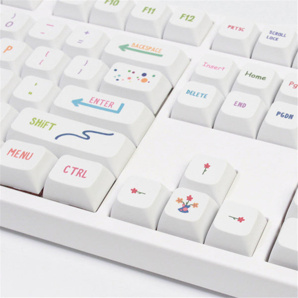 Keyboards & Keypads Keycap Keyboard White Summer 128 Keys Profile Switch Mechanical Cute For Keyboards