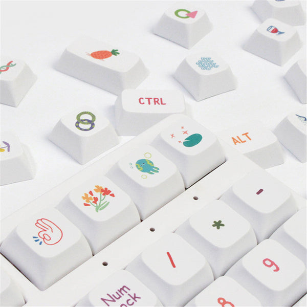 Keyboards & Keypads Keycap Keyboard White Summer 128 Keys Profile Switch Mechanical Cute For Keyboards