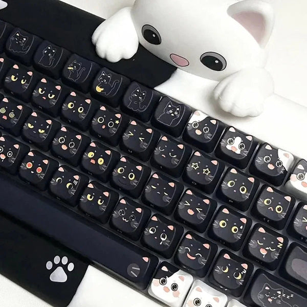 Keyboards & Keypads Keycap Keyboard Black Cat 142 Keys Profile Cute Naughty Switch Theme Layout