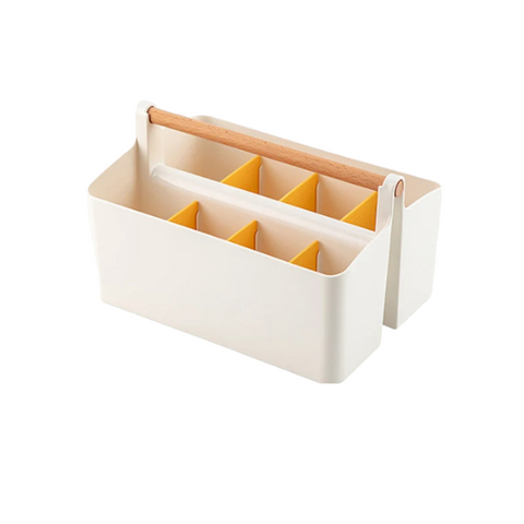 Storage Boxes Storage Box Yellow Desktop Stationery Organiser With Handle Multi Grid Marker Pen Holder