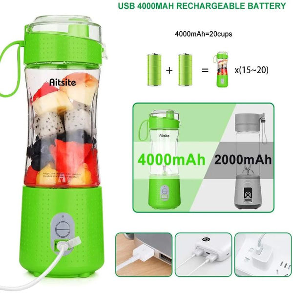 Juicers Mini Juicer Green Portable Blender Rechargeable Bottle Shaker 380Ml