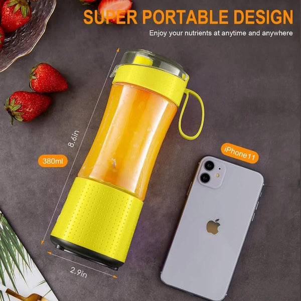 Juicers Mini Juicer Yellow Portable Blender Rechargeable Bottle Shaker 380Ml