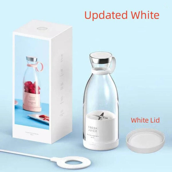 Juicers Mini Juicer White With Lid 350 Millilitre Portable Blender Wireless Rechargeable Mixer Extractor