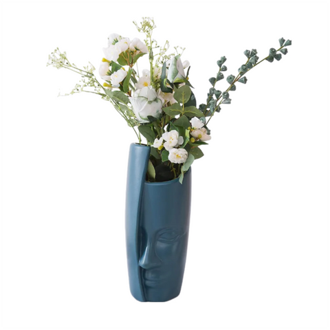 Vases Flower Vase Navy Blue Large Half Face Nordic Plastic Pot Table Decor