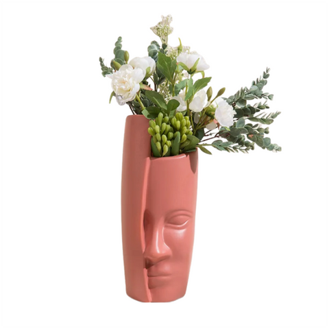 Vases Flower Vase Pink Large Half Face Nordic Plastic Pot Table Decor Home And Garden